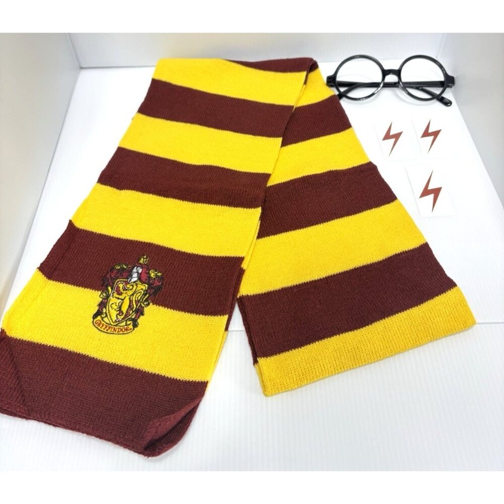 Harry Potter Gryffindor Scarf Glasses Frames 3 Temporary Tattoos Kids Costume
